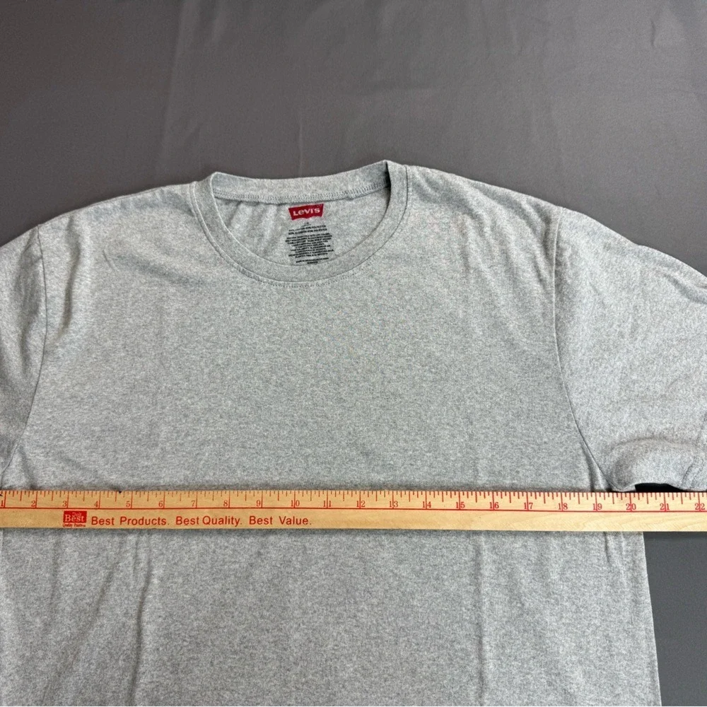 Levis Mens Heather Grey Short Sleeve Crewneck T-Shirt Large Cotton‎ Blend Basic